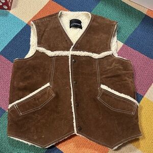 Vintage JC Penny leather Sherpa vest